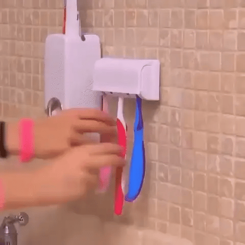 Automatic Toothpaste Dispenser With Toothbrush Holder